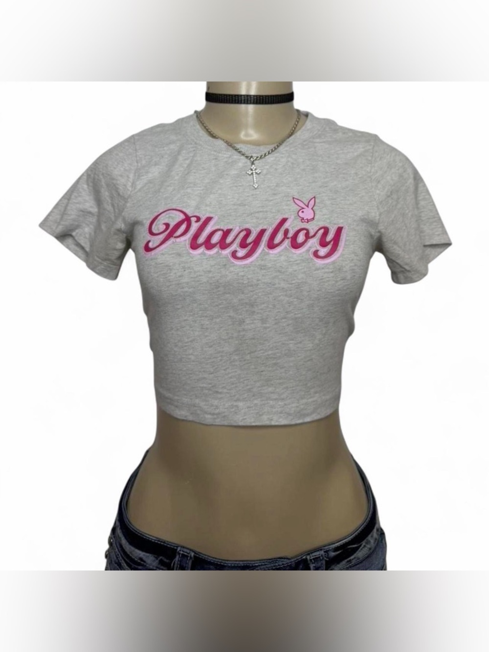 Y2K summer playboy baby tee crop top💞